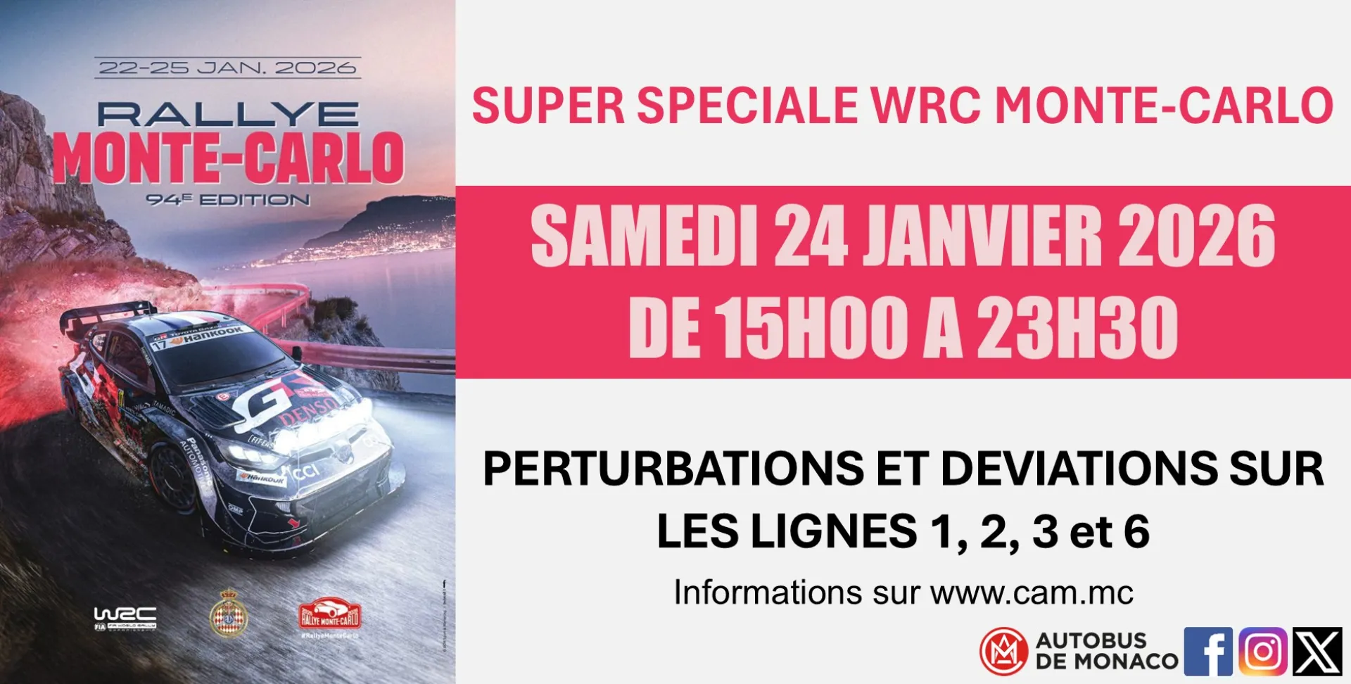 SUPER SPECIALE WRC MONTE-CARLO 2026 - DEVIATIONS BUS