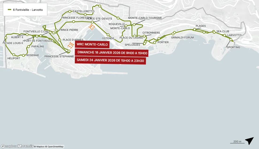 SUPER SPECIALE WRC MONTE-CARLO 2026 - DEVIATIONS BUS