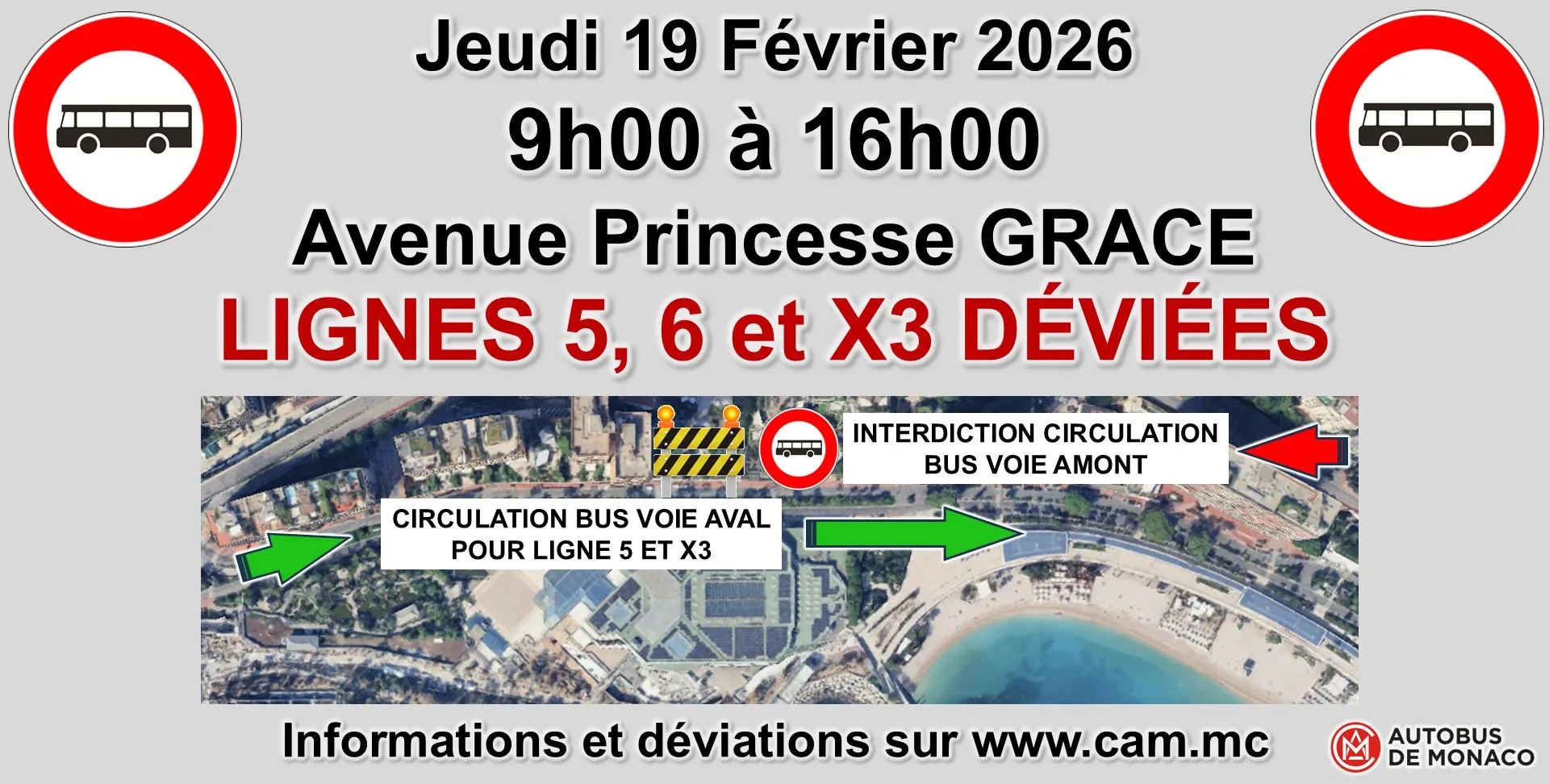 FERMETURE CIRCULATION BUS - AVENUE PRINCESSE GRACE SENS RETOUR