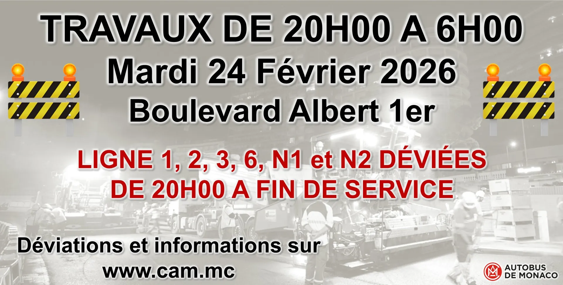 TRAVAUX BD ALBERT 1ER - MARDI 24 FEVRIER 2026