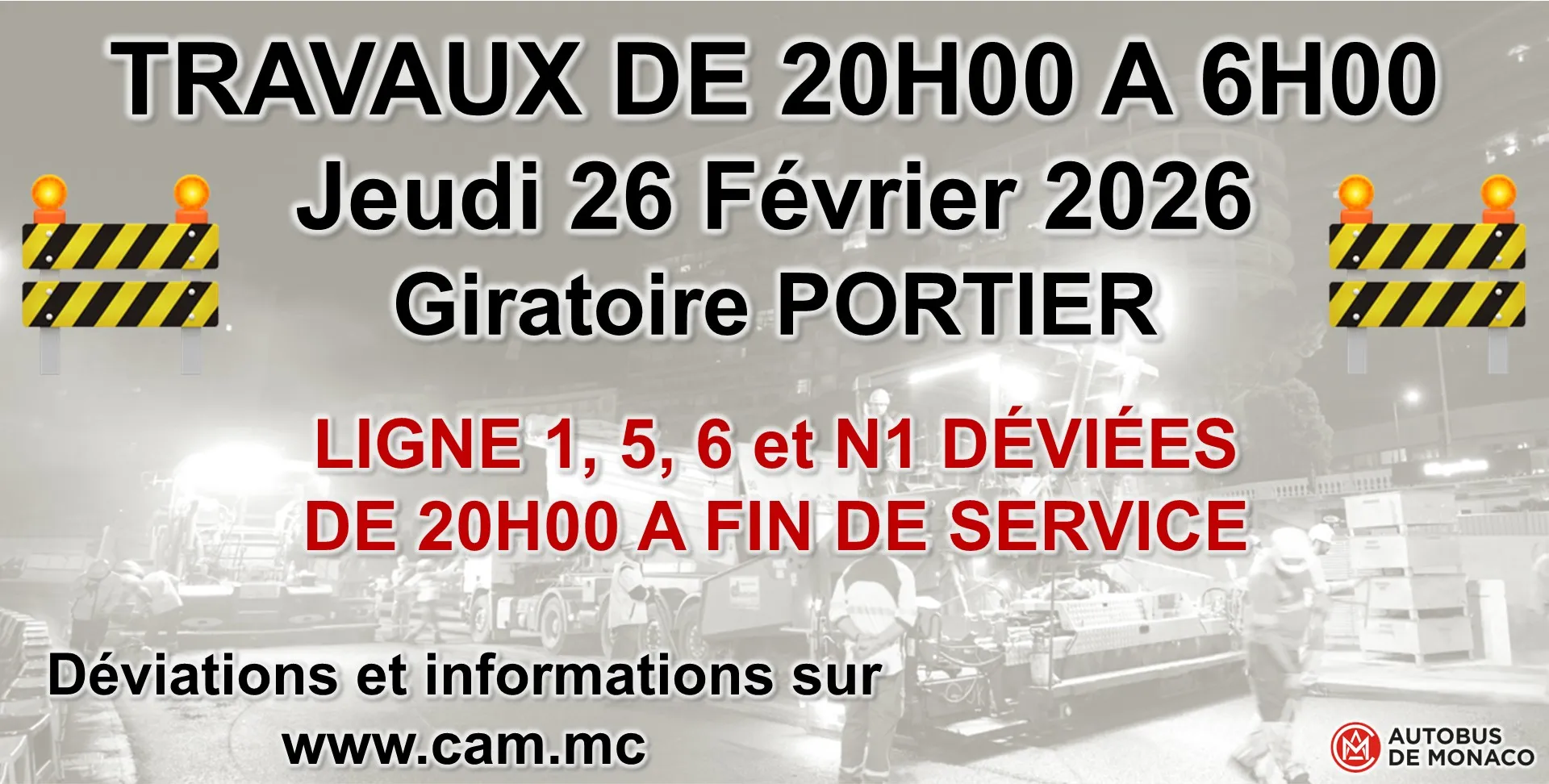 TRAVAUX GIRATOIRE PORTIER - JEUDI 26 FEVRIER 2026