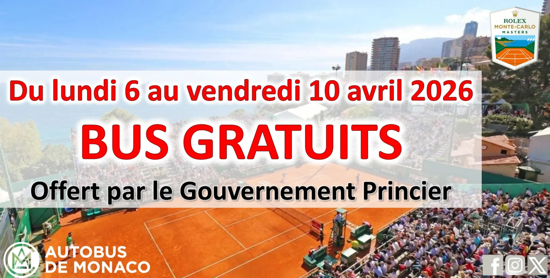 BUS GRATUITS DU 6 AU 10 AVRIL 2026