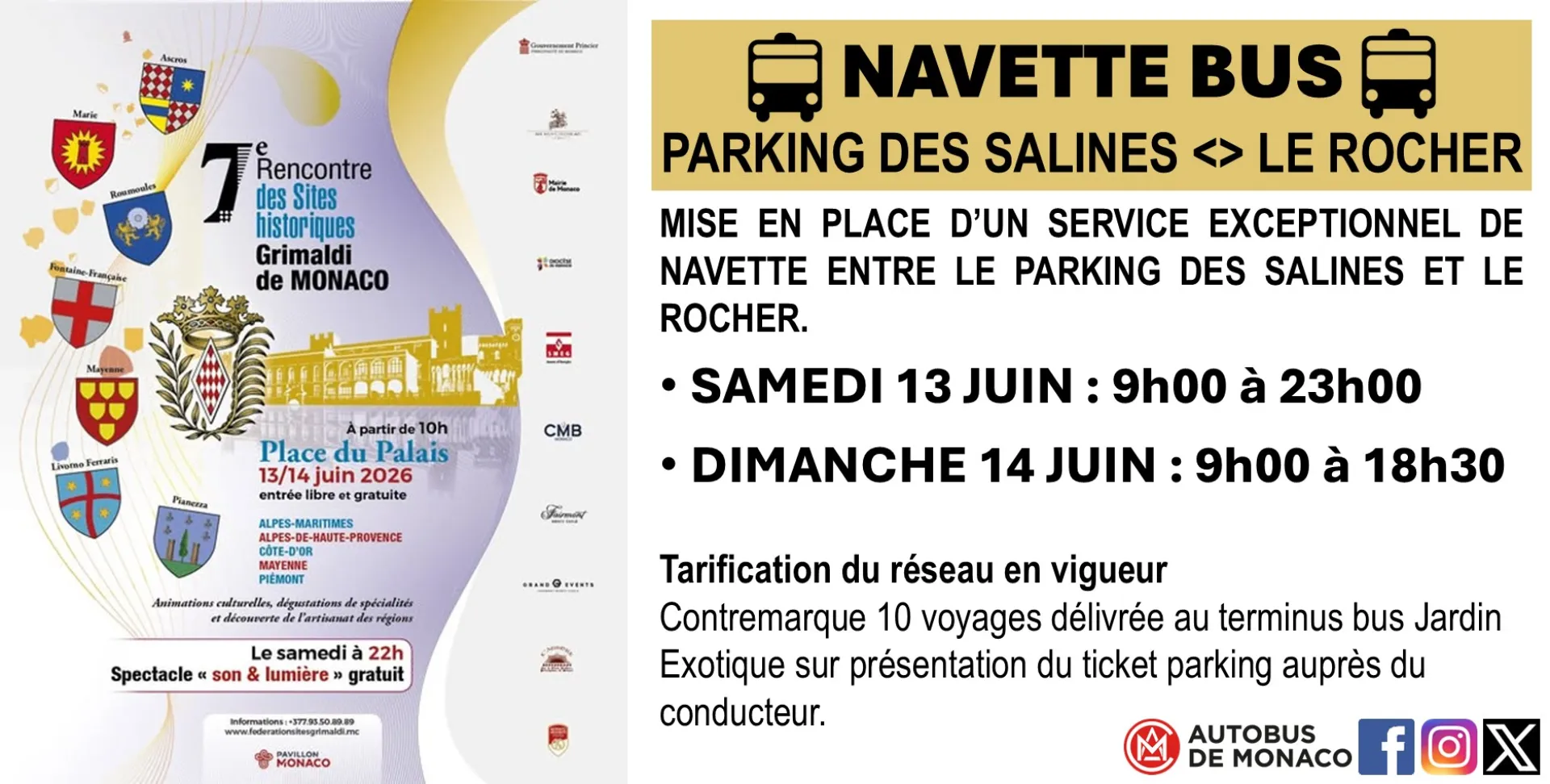 Rencontres Sites Historiques Grimaldi - Samedi 13 et Dimanche 14 juin 2026